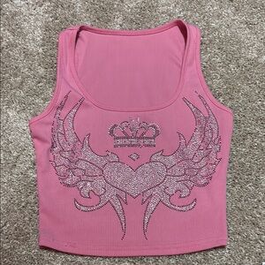 Pink Rhinestone Embellished Tank Top